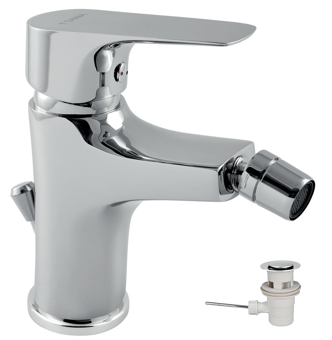  BIDET  MIXER WITH POP UP WASTE TITANIA NICE  CHROME NOVASERVIS