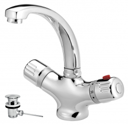 WASH BASIN MIXER WITH POP-UP WASTE AQUAMAT CHROME