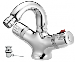 BIDET MIXER THERMOSTATIC WITH POP-UP WASTE AQUAMAT CHROME