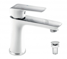 WASH BASIN MIXER WITH PUP-UP WASTE NOBLESS TINA WHITE/CHROME