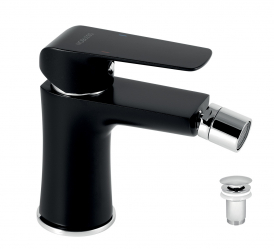 Bidet mixer with pop-up waste black matt