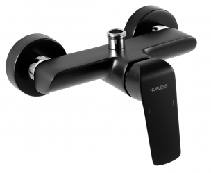 Wall-mounted shower mixer without accessories, black matt