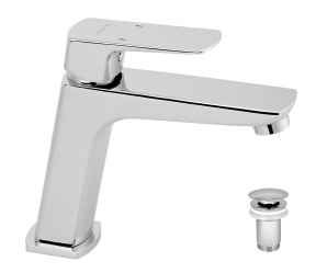 Wash basin mixer with pup-up waste