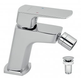 Bidet mixer with pop-up waste