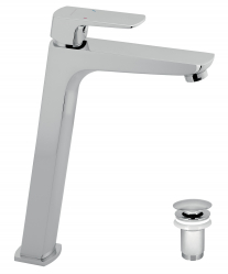 Wash basin mixer with pup-up waste