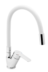 Sink mixer with white elastic spout Metalia 54, chrome