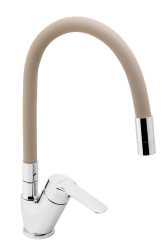 Sink mixer with beige elastic spout Metalia 54, chrome