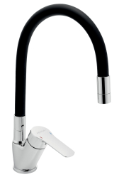 Sink mixer with black elastic spout Metalia 54, chrome