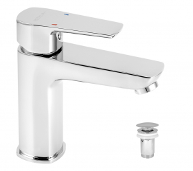 Wash basin mixer with pup-up waste