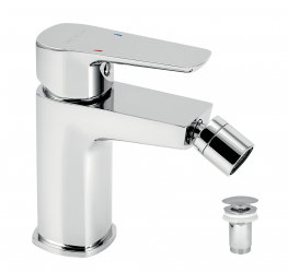 Bidet mixer with pop-up waste