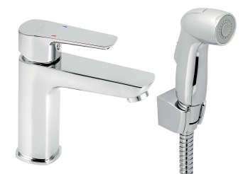 Bidet wash basin mixer without pop-up waste, chrome