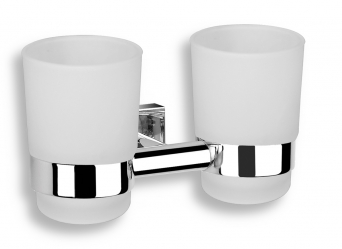 TITANIA ELIS double cup holder, glass, chrome