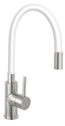 Sink mixer-elastic spout, white-stainless steel