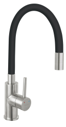 Sink mixer-elastic spout, black- stainless steel