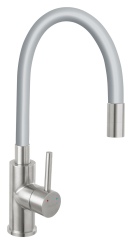 Sink mixer-elastic spout, grey- stainless steel