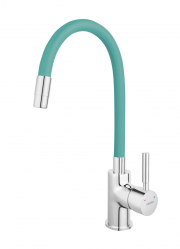 Sink mixer with elastic spout, chrome-mint