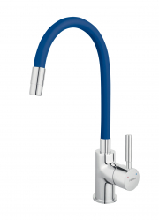 Standing sink mixer with a flexible blue spout