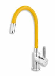 Sink mixer-elastic spout, chrome-yellow