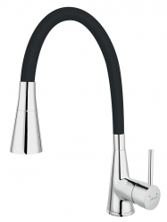 Standing sink mixer with flexible black spout, chrome