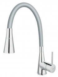 Standing sink mixer with flexible gray spout, chrome