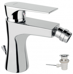 Bidet mixer with pop­up waste, chrome