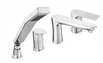 4-hole bath mixer, chrome