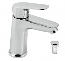 Wash basin mixer with pup-up waste