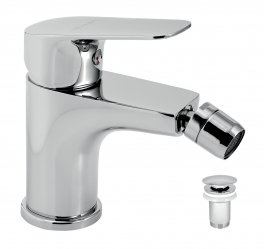 Bidet mixer with pop-up waste