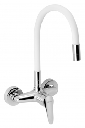 Sink mixer with elastic spout 150 mm, chrome-white