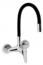 Sink mixer with elastic spout 150 mm, chrome-black