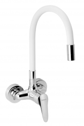 Sink mixer with elastic spout 100 mm, chrome-white