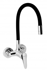 Sink mixer with elastic spout 100 mm, chrome-black