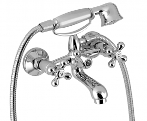 Wall mounted bath mixer with accesorries, chrome