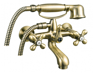 ANTICA wall-mounted bath mixer, with accessories, bronze