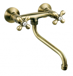 ANTICA wall-mounted sink mixer, swivel spout, bronze