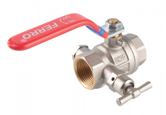 Full flow ball valve with drain, lever 1/2