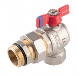 Angle ball valve with union, butterfly handle 1