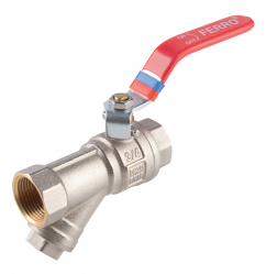 Full flow ball valve with a filter, lever 1/2