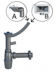 Sink trap 49 mm with overflow, plastic