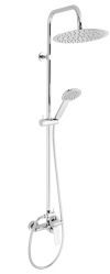 Shower mixer with rainfall shower head and shower head, chrome