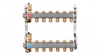 Manifold G1 stainless steel 2-ways with stop valves and air 