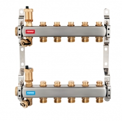 Manifold stainless steel with 2-circuit regulating mech.valv