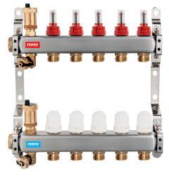 Manifold G1 stainless with flowmeters and stop valv. 2-ways