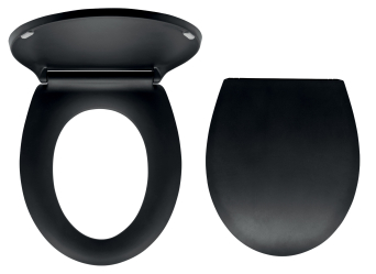 Toilet seat, duroplast black matt, hardened plastic hinges