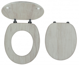 Toilet seat, MDF with veneer, metal-chrome hinges