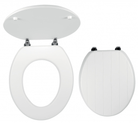 Toilet seat, MDF white, metal-chrome hinges