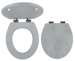 Toilet seat, MDF with printing, metal-chrome hinges